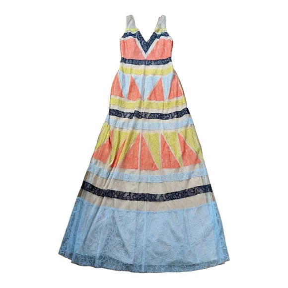 BCBGMAXAZRIA color block lace gown size 0 - Picture 2 of 7